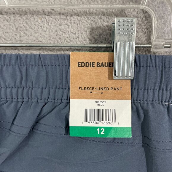 NEW Eddie Bauer Women's 12 Fleece-Lined Jogger Pants Blue Polyester Blned H819 - Picture 4 of 9